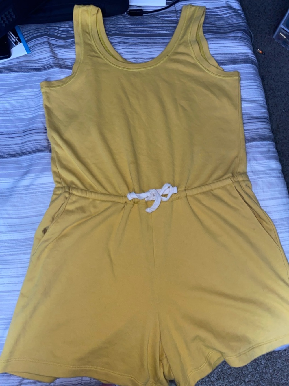 Womens NWOT Medium Old Navy Yellow Drawstring Romper